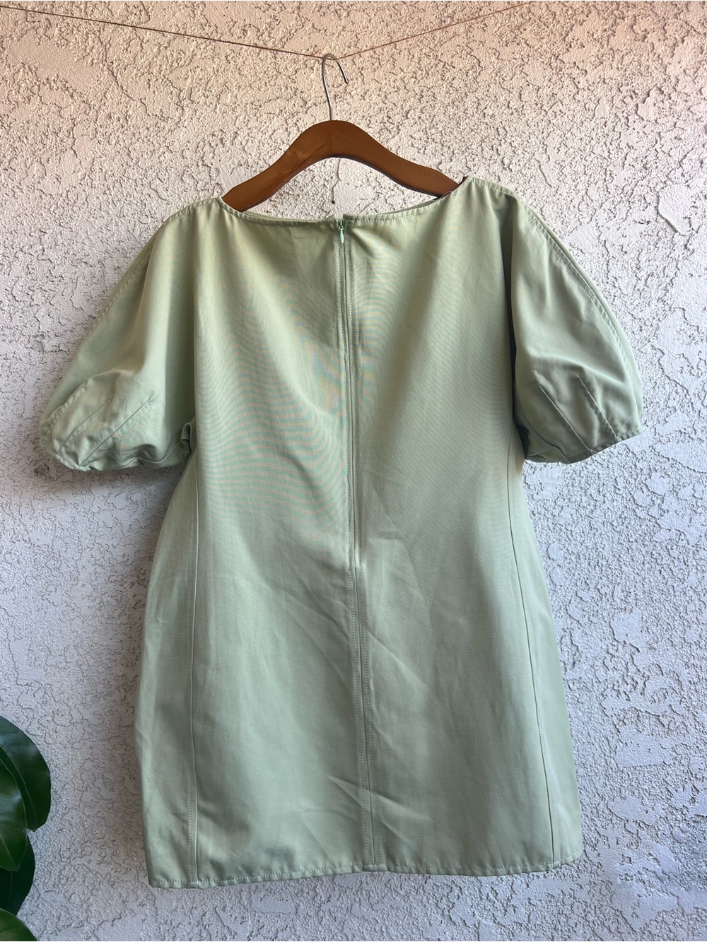 STAUD Mint Green Puff Sleeve Tunic Dress - Picture 2 of 4